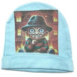 Handmade Newborn Freddy Krueger Baby Beanie OS – 100% Cotton Horror Movie Merch